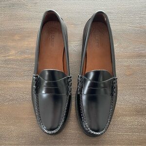 J. Crew Factory Men's Black Leather Slip-On Loafers